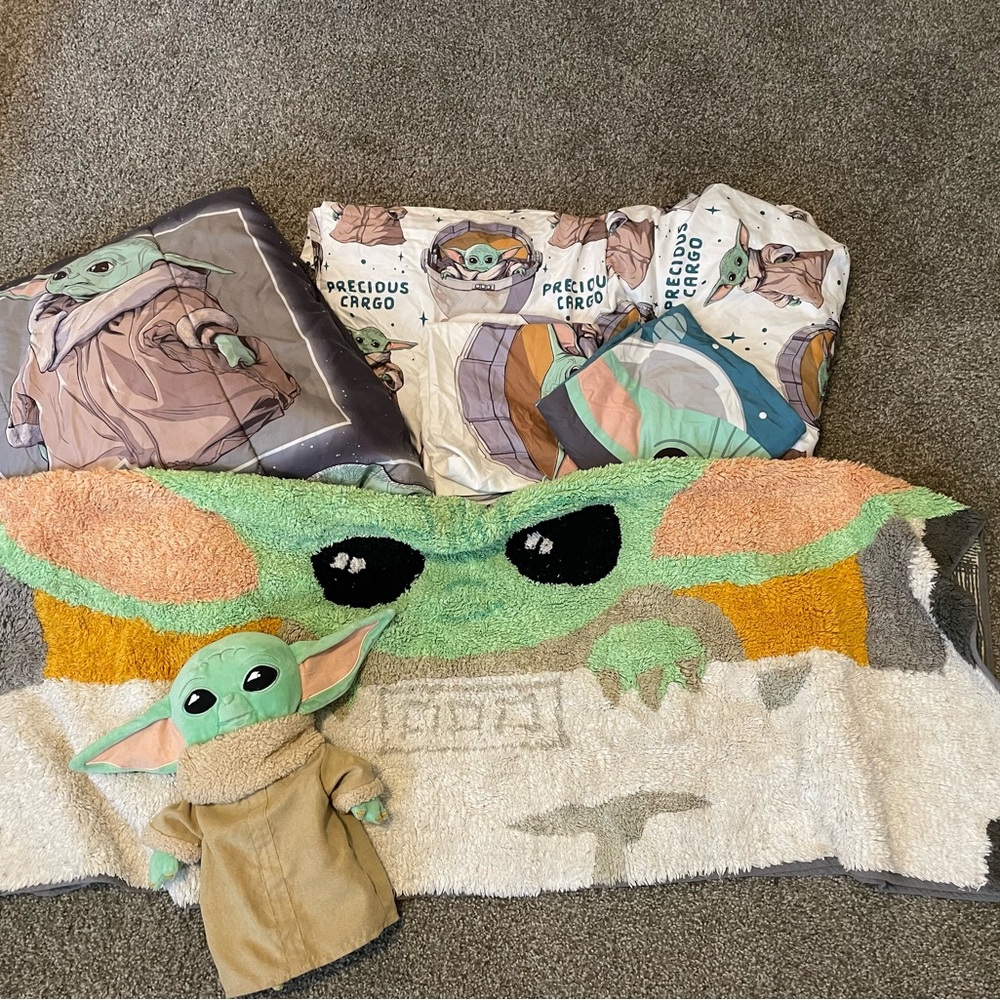 Baby Yoda Themed Bedding Set with Plush Toy